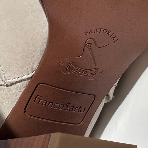 Franco Sarto Cream Heeled Boots Modern Western Design - Picture 12 of 13